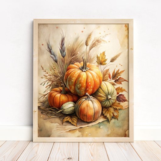 Rustieke pompoen & herfstbladeren Boho Herfst Wall Poster