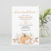 Rustieke Pompoen Home Sweet Home Warming Party Kaart (Staand voorkant)