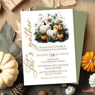 Rustieke Pompoen Thanksgiving-diner Kaart