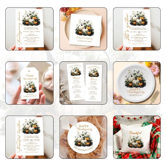 Rustieke Pompoen Thanksgiving-diner Kaart