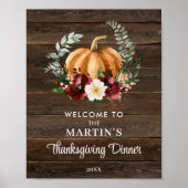 Rustieke Pompoen Thanksgiving Diner Welkomstposter Poster (Voorkant)