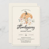 Rustieke Pompoen Thanksgiving Dinner Party Kaart (Voorkant / Achterkant)