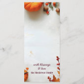 Rustieke pompoen Thanksgiving Herfst Diner Menu (Achterkant)