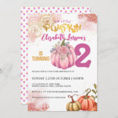 Rustieke Pompoen Verjaardag Glitter Waterverf Kaart (Voorkant / Achterkant)