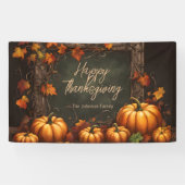 Rustieke pompoenen en herfstbladeren Thanksgiving Spandoek (Horizontaal)