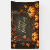 Rustieke pompoenen en herfstbladeren Thanksgiving Spandoek (Verticaal)