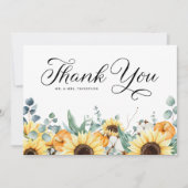 Rustieke pompoenen en zonnebloemen herfstbruiloft bedankkaart (Voorkant)