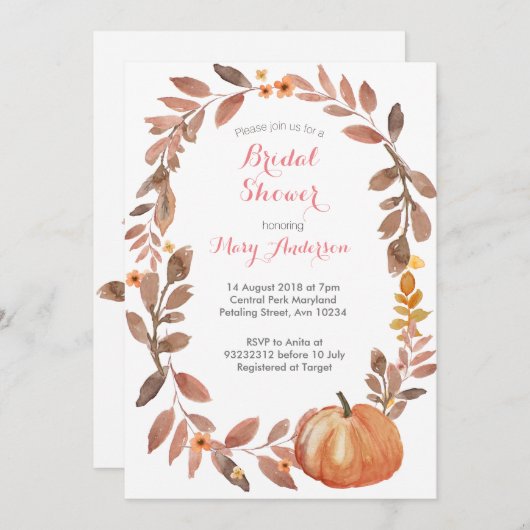 Rustieke Pompoenen Herfst Rustieke Bruiloft Feest Kaart (Voorkant / Achterkant)