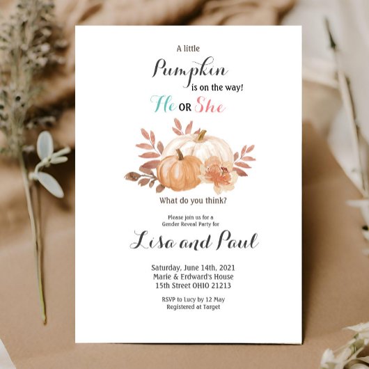 Rustieke pompoenen Hij of zij Genderonthulling Uit Kaart