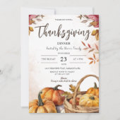 Rustieke pompoenen | Waterverf Thanksgiving Diner Kaart (Voorkant)