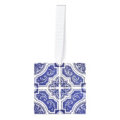 Rustieke  Portugese Tegels Azulejo Christmas Kubus Ornament (Voorkant)