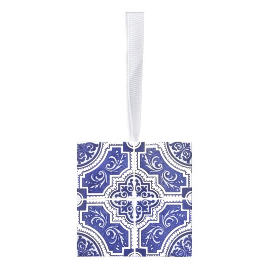 Rustieke Portugese Tegels Azulejo Christmas Kubus Ornament (Rechts)