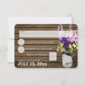 Rustieke pot van Delpheniums Reactie RSVP Kaartje (Voorkant)