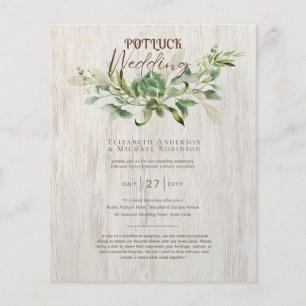 Rustieke POTLUCK Huwelijksuitnodiging Sjabloon Gid Flyer