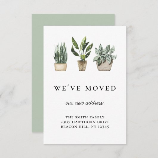 Rustieke Potted Planten We've Moved Aankondiging (Voorkant / Achterkant)
