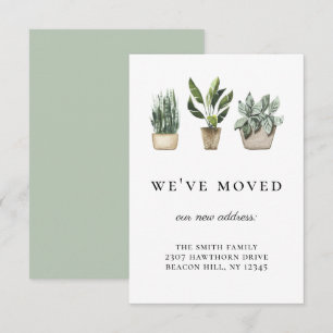 Rustieke Potted Planten We've Moved Aankondiging