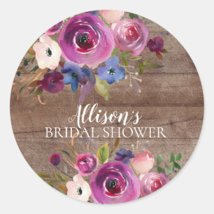 Rustieke Pruim Blauw Bloemen Vrijgezellenfeest Sea Ronde Sticker