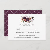 Rustieke pruim | Boho bruiloft RSVP MAALTIJD optie (Voorkant / Achterkant)