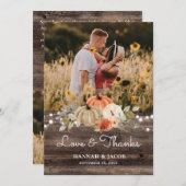 Rustieke Pumpkin Fall Bruiloft Liefde en Bedankt (Voorkant / Achterkant)