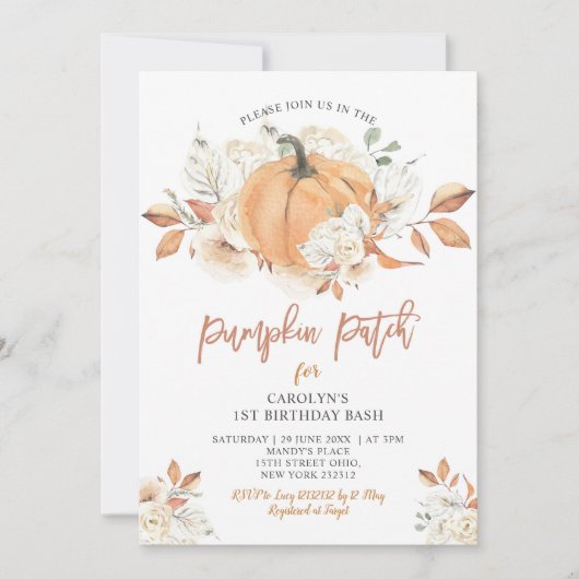 Rustieke Pumpkin Patch Verjaardags Bash Party Kaart (Voorkant)