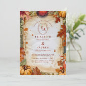 Rustieke Pumpkin Spice Herfst bruiloft Kaart (Staand voorkant)