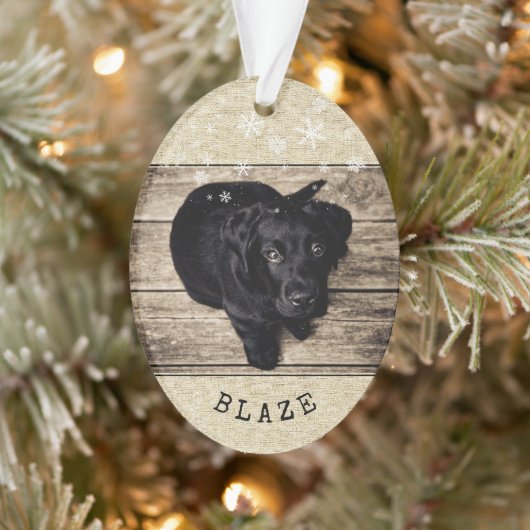 Rustieke Puppy Grown Dog Sneeuwvlok 2 Foto Keepsak Ornament (Boom)