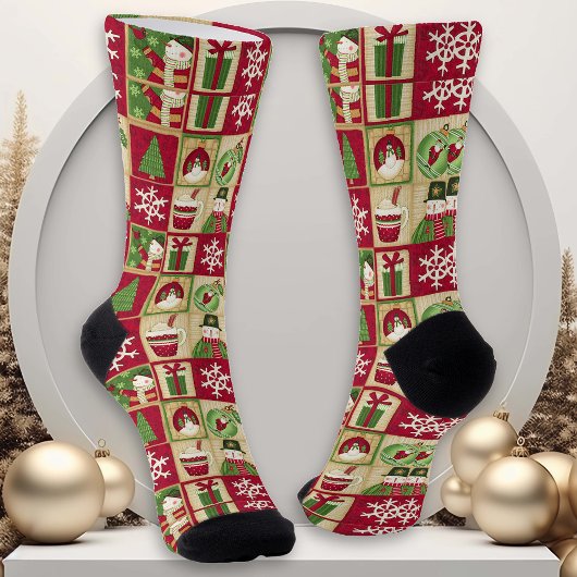 Rustieke quilt uitziende Kerstvakantie Sokken