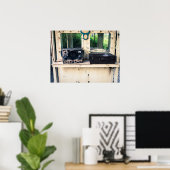 Rustieke  radio en verweerde koffer poster (Thuiskantoor)