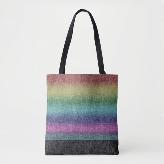 Rustieke Rainbow Stripe Crosshatch Patroon Draagtas (Voorkant)