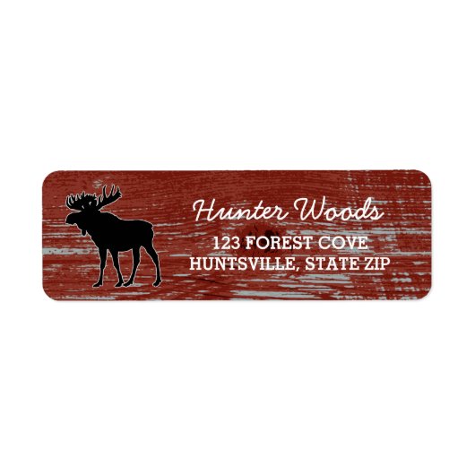 Rustieke Red Barn Wood Grain | Manly Moose Wildlif Etiket (Voorkant)