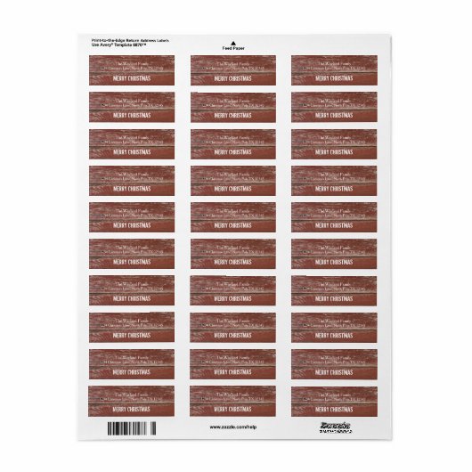 Rustieke Red Barn Wood Kerst Adresetiketten Etiket (Full Sheet)