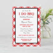 Rustieke Red Gingham Ik doe BBQ bruiloft receptie Kaart (Staand voorkant)