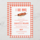 Rustieke Red Gingham Ik doe BBQ Verlovingsfeest Kaart (Voorkant / Achterkant)