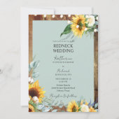 Rustieke Redneck Zonnebloem Bruiloft String Lights Kaart (Voorkant)