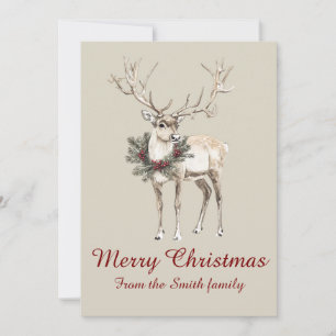 Rustieke rendier kerstkaart