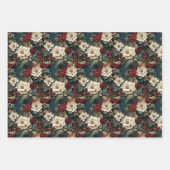 Rustieke  retro 3D kerstpoinsettia Inpakpapier Vel (Voorkant 2)