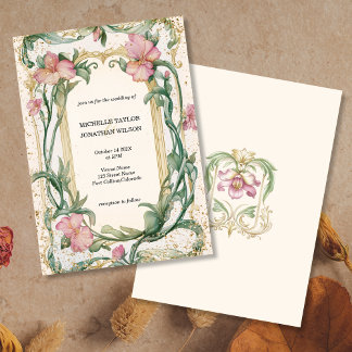 rustieke Retro Art Nouveau Botanische Bloemen Kaart