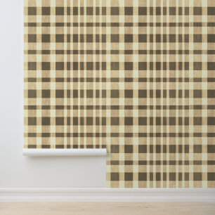 Rustieke Retro Beige Bruin Tan Textured Plaid Behang