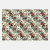 Rustieke retro classic kerst poinsettia inpakpapier vel (Voorkant)