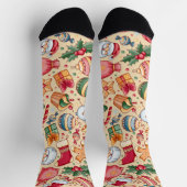 Rustieke  retro Gingerbread Ornament Beige Sokken (Top)