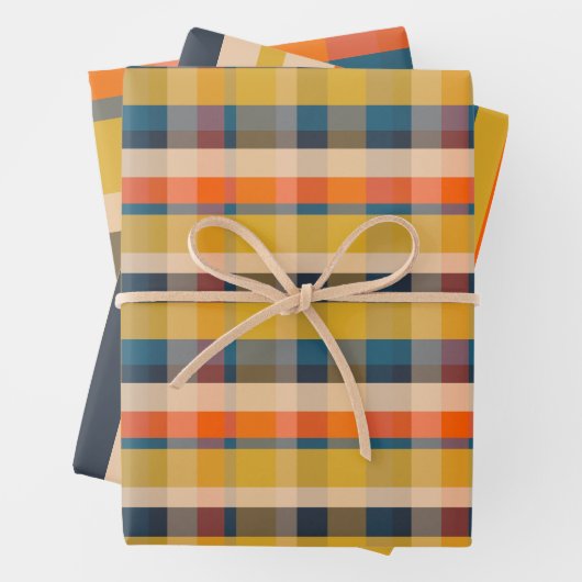 Rustieke Retro Moderne geruite & Stripe Patronen Inpakpapier Vel (In situ)