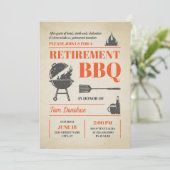 Rustieke Retro Pensioen BBQ Uitnodiging (Staand voorkant)