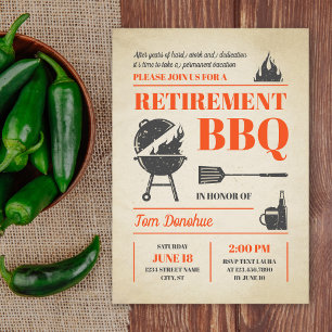 Rustieke Retro Pensioen BBQ Uitnodiging
