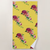 Rustieke Retro Rozen Waterverf Strandlaken (Voorkant)