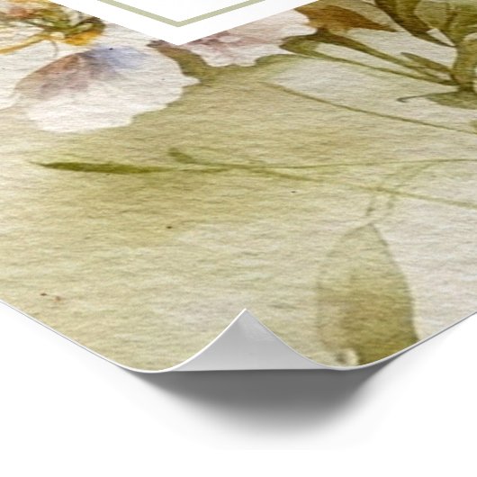 Rustieke Retro Wildbloemen Bruiloft Welkom Poster (Hoek)