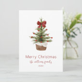 Rustieke Rode Bow Kerstboom Familie Vakantie Kaart (Staand voorkant)