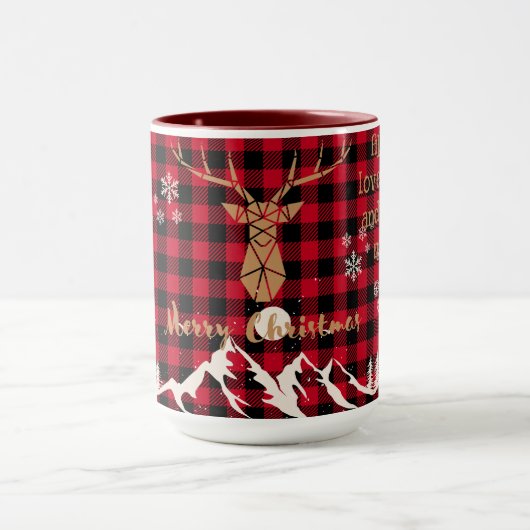 Rustieke Rode Buffalo Plaid Rendier Kerstmis Mok (Midden)