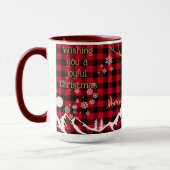 Rustieke Rode Buffalo Plaid Rendier Kerstmis Mok (Links)