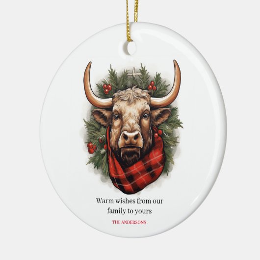 Rustieke rode buffel geruite boerderij keramisch ornament (Links)