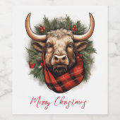 Rustieke rode buffel geruite boerderij wijn etiket (Enkel label)